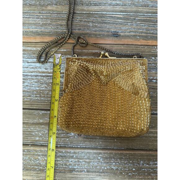 Vintage Magid Gold Beaded Ladies Clutch Chain Purse Made In Japan Art Deco - Picture 3 of 6